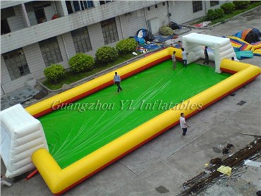 yellow_with_blue_strong_style_color_b82220_inflatable_soap_soccer_field_strong_for_commercial_use