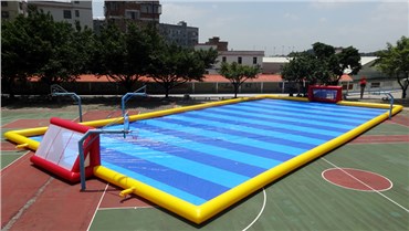 High Quality Red & Yellow Inflatable Soap Football Field, Inflatable Water Soccer Pitch.
